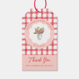 Picnic Summer Red Gingham Girl Baby Shower Gift Tags
