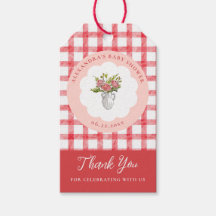 Picnic Summer Red Pink Gingham Girl Baby Shower