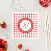 Picnic Summer Spring Red Gingham Scallops Birthday
