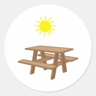 Picnic Table Classic Round Sticker