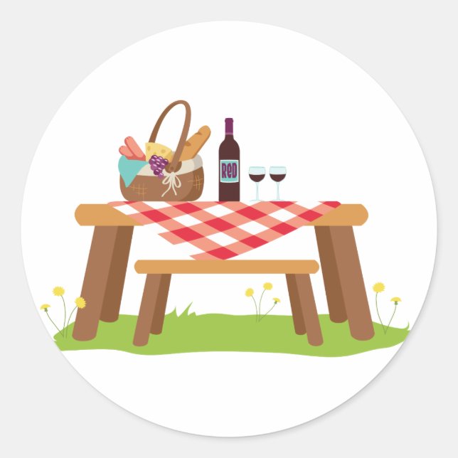 Picnic Table Classic Round Sticker (Front)