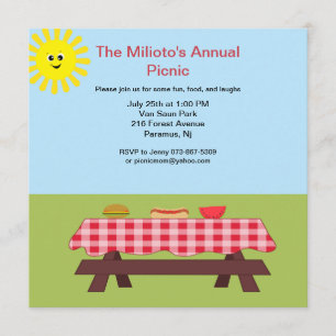 Picnic Table On The Grass Invitation