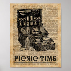 Picnic Time Vintage Illustration Dictionary Art Poster