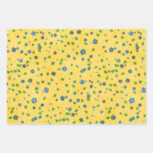 Picnic Wildflower Apple Gingham Birthday Wrapping  Paper Sheet