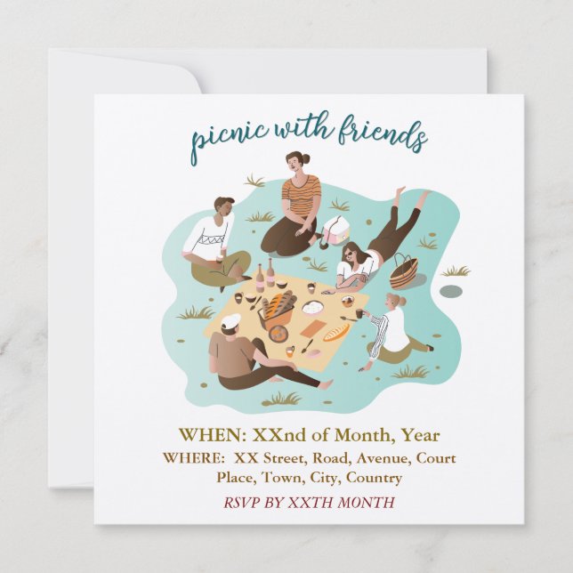 Picnic with Friends Illustration Event Invitation (Front)