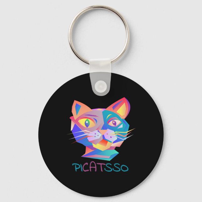 Pico Art Funny Abstract Cat  Key Ring (Front)
