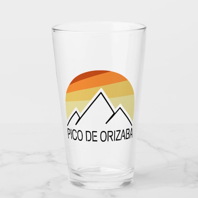 Pico de Orizaba Mexico Retro Glass (Front)