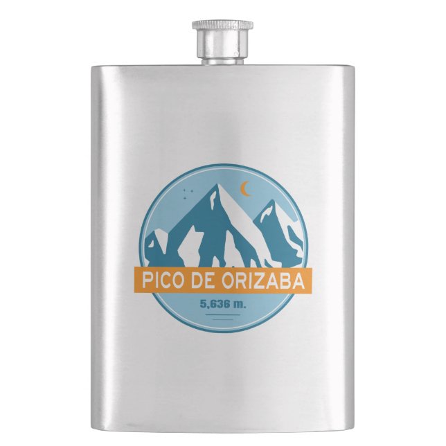 Pico de Orizaba Mexico Stars Moon Hip Flask (Front)
