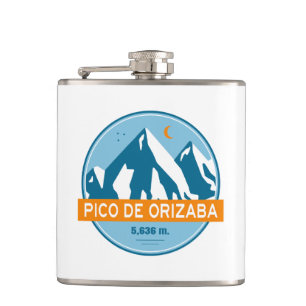 Pico de Orizaba Mexico Stars Moon Hip Flask