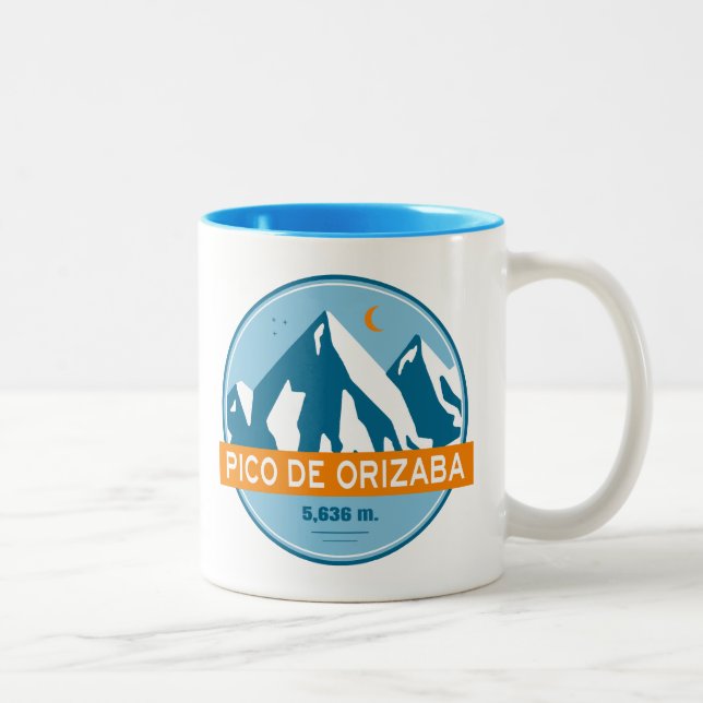Pico de Orizaba Mexico Stars Moon Two-Tone Coffee Mug (Right)