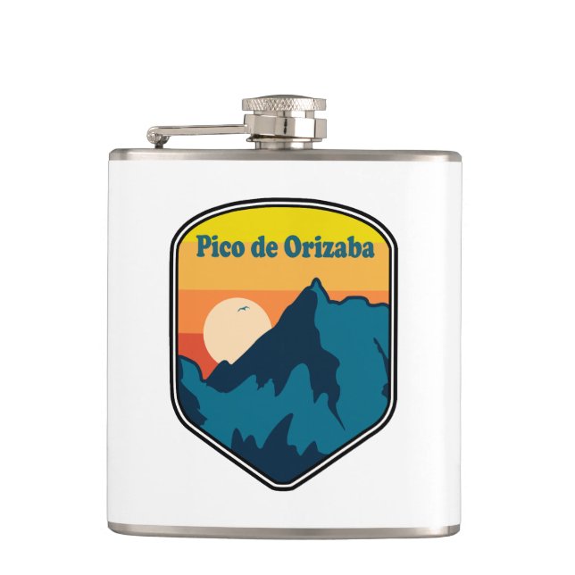 Pico de Orizaba Mexico Sunrise Hip Flask (Front)