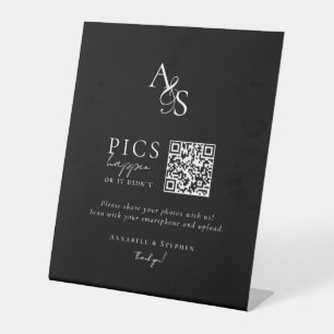 Pics happen! Photo, QR-Code, Wedding Pedestal Sign