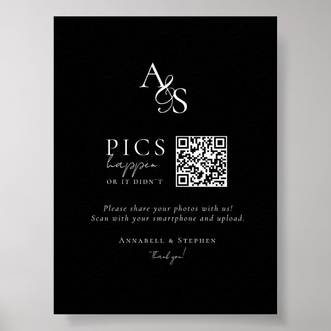 Pics happen! Photo, QR-Code, Wedding Poster (Front)