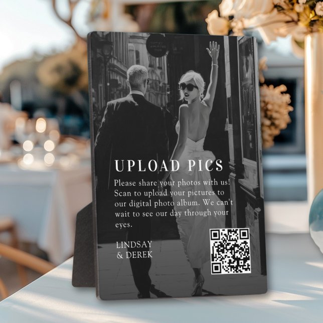 PICS HAPPEN!QR Code Bold Wedding Photo Gallery Plaque (PICS HAPPEN!QR Code Bold Trending Wedding Plaque)