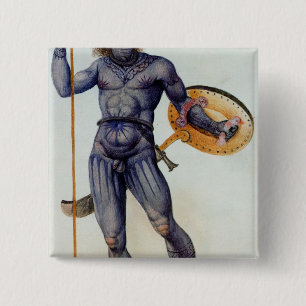 Pictish Man Holding a Shield 15 Cm Square Badge
