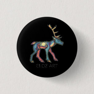 Pictish Stag Sun 3 Cm Round Badge