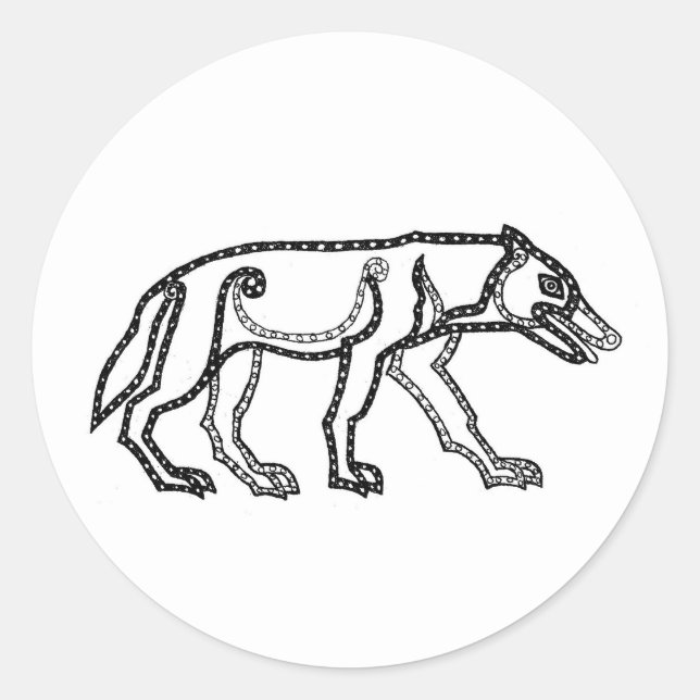 Pictish Wolf Classic Round Sticker (Front)