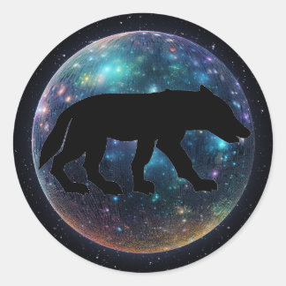 Pictish Wolf Space Orb Classic Round Sticker