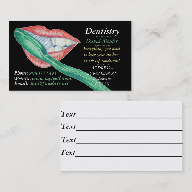 pictiure of teeth and mouth hygienist dentist business card (Front/Back)