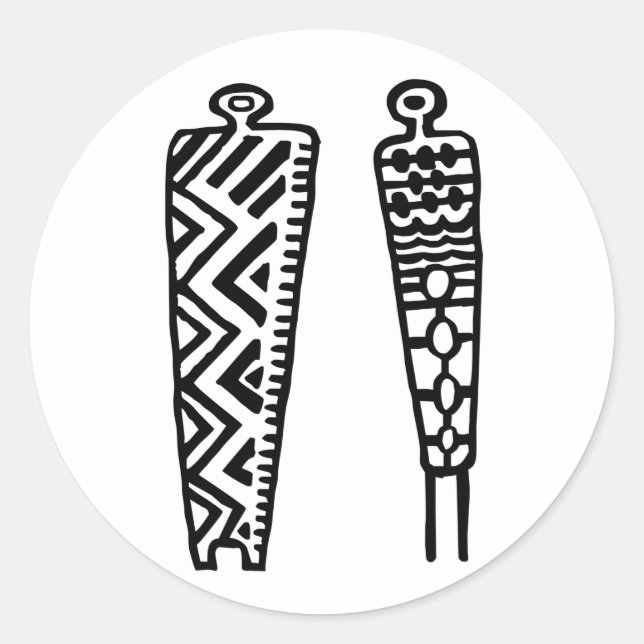 Pictograph Men-BW Classic Round Sticker (Front)