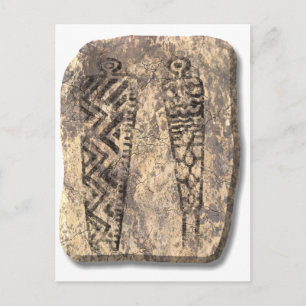 Pictograph men-stone postcard