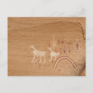 Pictographs on sandstone canyon walls in Canyon Postcard