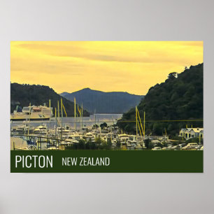 Picton New Zealand Marlborough Sounds travel print