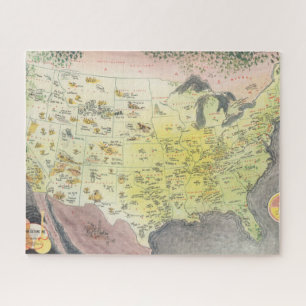 Pictorial Map of America - Cartoon Sketches Jigsaw Puzzle