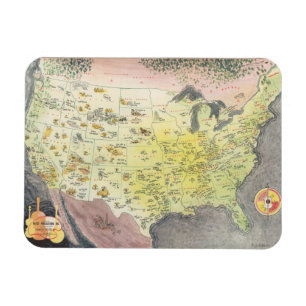 Pictorial Map of America - Cartoon Sketches Magnet