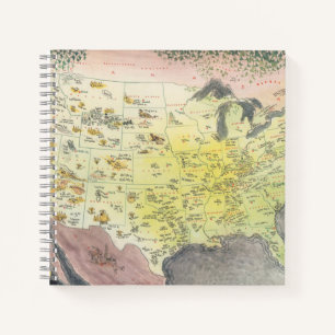Pictorial Map of America - Cartoon Sketches Notebook