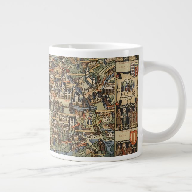 Pictorial Map of Cambridge, England Large Coffee Mug (Right)