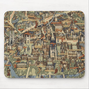 Pictorial Map of Cambridge, England Mouse Pad