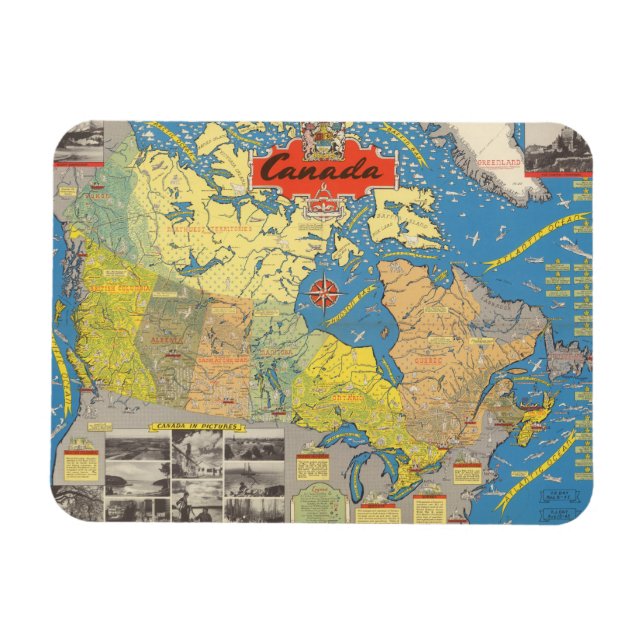 Pictorial Map of Canada - Landmarks Magnet (Horizontal)