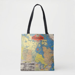 Pictorial Map of Canada - Landmarks Tote Bag