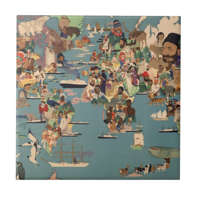 Pictorial Map of the World Tile (Front)