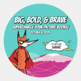 Picture Book Summit 2025 Sticker with Fox in Cape