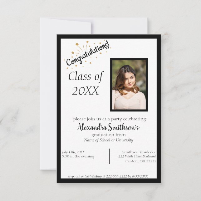Picture Graduation Invitation in Black (Front)