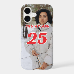 Picture Multi-Sport Style Red Text Name and Number