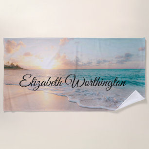 Picture of a Beach at Sunrise Beach Towel