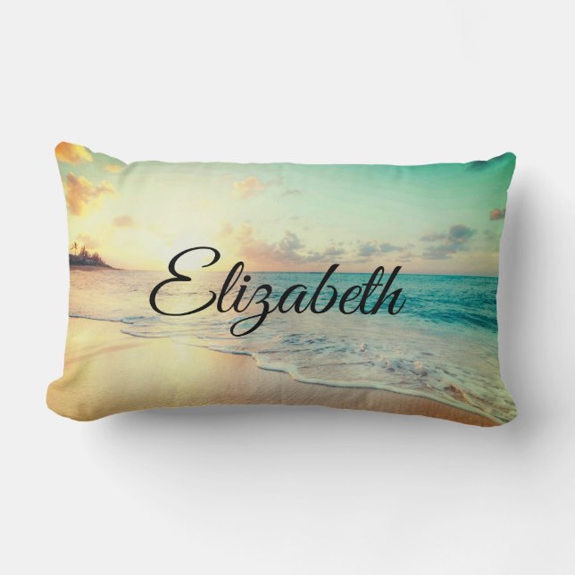 Picture of a Beach at Sunrise Lumbar Cushion (Front)