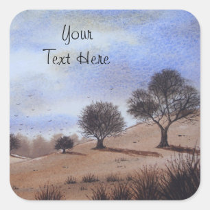 picture of autumn landscape and trees square  sticker
