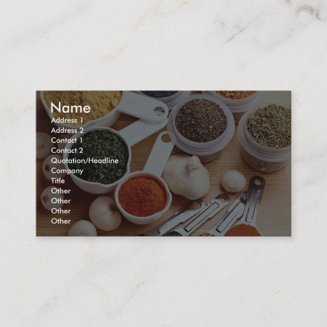 Picture of Fresh spices with garlic cloves Business Card (Front)