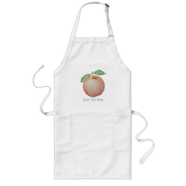 picture of juicy red apple long apron (Front)