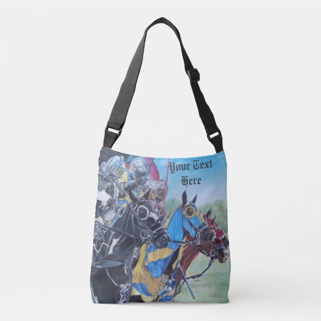 picture of mediaeval knights jousting on horses crossbody bag (Front)