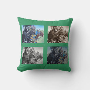 picture of mediaeval knights jousting on horses cushion