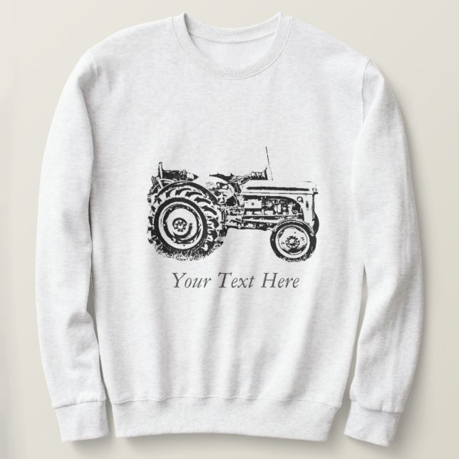 picture of old grey massy tractor  sweatshirt (Design Front)