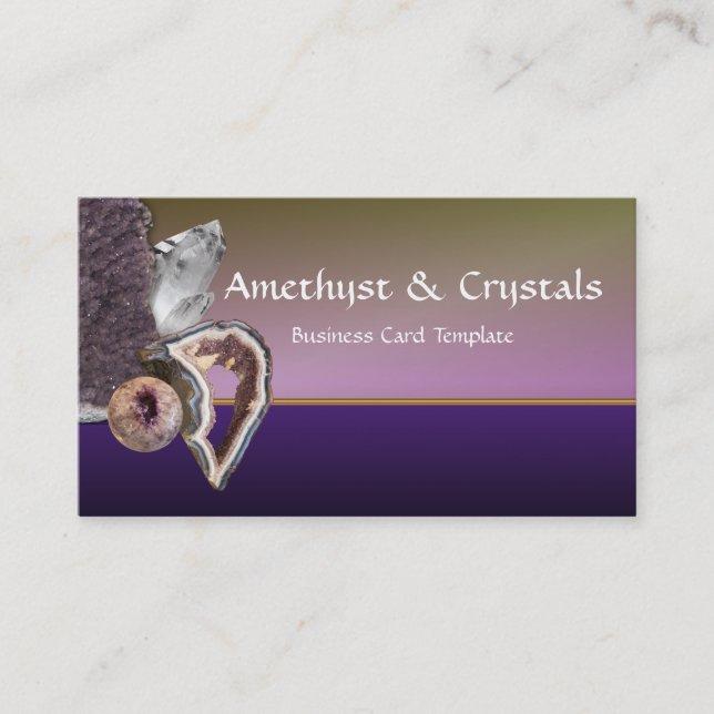 Picture of Raw Amethyst & Quartz Crystals Business Card (Front)