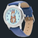 picture of smiling cute brown bunny rabbit watch<br><div class="desc">This original trendy blue kids watch has an illustration of a cute brown bunny rabbit on the watch face, the bunny looks great against the blue background of the the watch face and the white numbers are bold enough for anyone to see. This trendy watch also has a matching blue...</div>