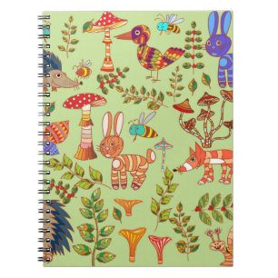 Picture of the forest life. Flora and fauna. Vinta Notebook