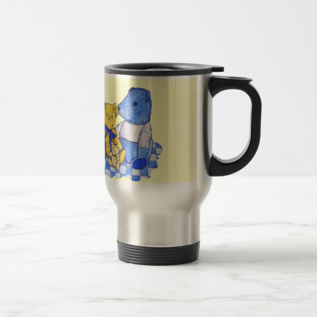 picture of three cute teddie bears travel mug (Right)